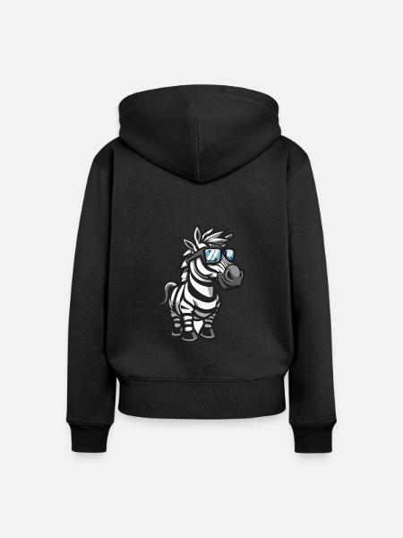 Zebra Comic Cool - Frauen Premium Bio Zip Hoodie - Schwarz