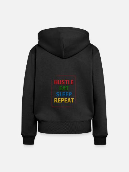 Hustle Eat Sleep Repeat - Frauen Premium Bio Zip Hoodie - Schwarz