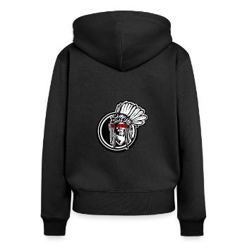 Apache Native American von INKPALI - Frauen Premium Bio Zip Hoodie - Schwarz - Hinten - Julia (174cm)