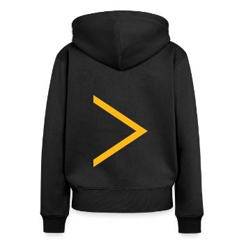 Yellow arrow - Women's Premium Organic Zip Hoodie - black - Back - Julia (174cm)