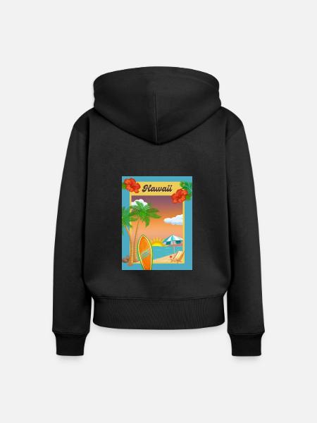 Hawaii - Frauen Premium Bio Zip Hoodie - Schwarz