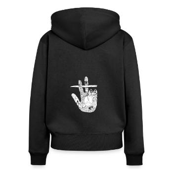 PEACE Hand - Sweat à capuche zippé Premium bio Femme - noir - Dos - Julia (174cm)