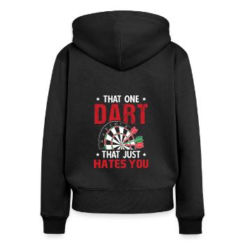 Dart Darts Vintage Dartpfeile - Frauen Premium Bio Zip Hoodie - Schwarz - Hinten - Julia (174cm)