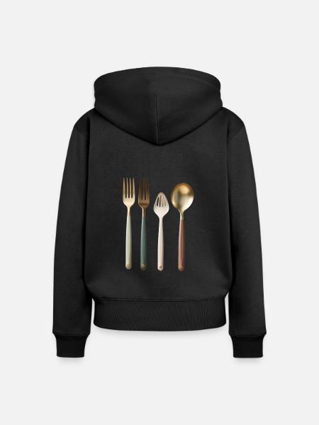 Gabeln und Löffel - Frauen Premium Bio Zip Hoodie - Schwarz