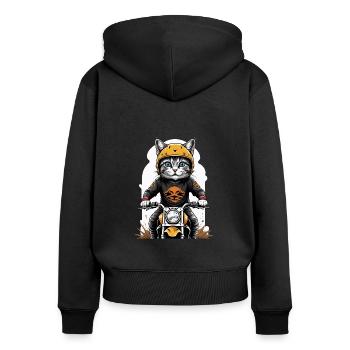 Cat Motocross Bike Gift Supermoto Motorcycle - Women's Premium Organic Zip Hoodie - black - Back - Julia (174cm)