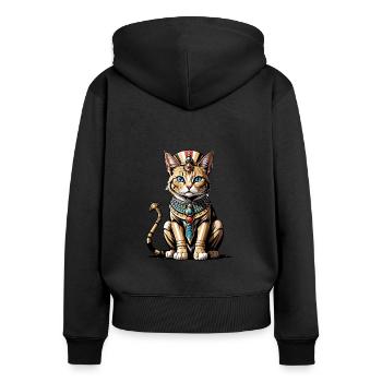 Chat Pharaon Chat Égypte Pyramide Cadeau - Sweat à capuche zippé Premium bio Femme - noir - Dos - Julia (174cm)