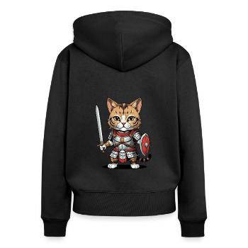 Cat Römischer Krieger Katze Geschenk - Frauen Premium Bio Zip Hoodie - Schwarz - Hinten - Julia (174cm)