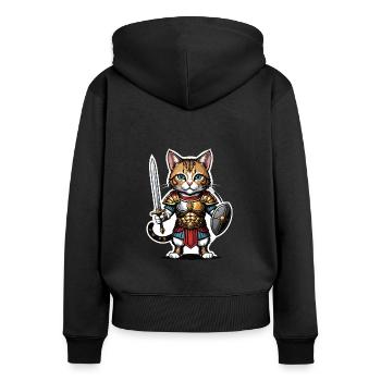 Cat Römischer Krieger Katze Geschenk - Frauen Premium Bio Zip Hoodie - Schwarz - Hinten - Julia (174cm)