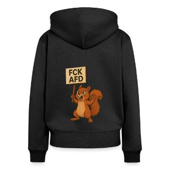 Animals are also anti-fascists! - Women's Premium Organic Zip Hoodie - black - Back - Julia (174cm)