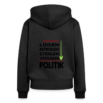 Politik Versager Lügner Betrüger FDP SPD Grüne - Frauen Premium Bio Zip Hoodie - Schwarz - Hinten - Julia (174cm)