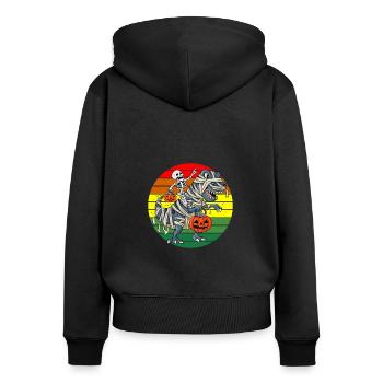 Skelett Reitmama Dinosaurier - Frauen Premium Bio Zip Hoodie - Schwarz - Hinten - Julia (174cm)