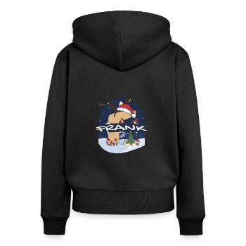 Awesome Frank Name w Santa Hat in Xmas Theme - Women's Premium Organic Zip Hoodie - black - Back - Julia (174cm)