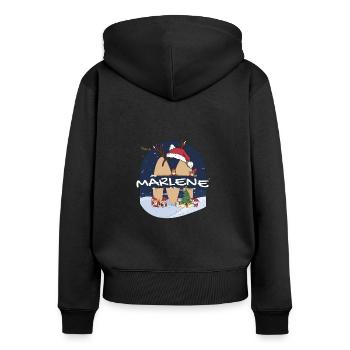 Awesome Marlene Name w Santa Hat in Xmas Theme - Women's Premium Organic Zip Hoodie - black - Back - Julia (174cm)