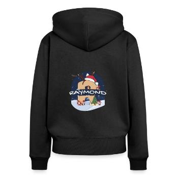 Awesome Raymond Name mit Weihnachtsmütze im Weihnachtsthema - Frauen Premium Bio Zip Hoodie - Schwarz - Hinten - Julia (174cm)
