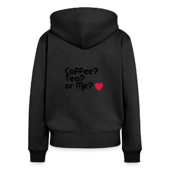coffee tea or me - Sweat à capuche zippé Premium bio Femme - noir - Dos - Julia (174cm)