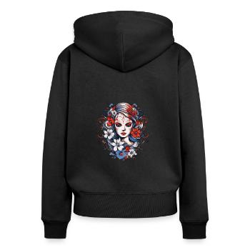 Tee shirt France - Sweat à capuche zippé Premium bio Femme - noir - Dos - Julia (174cm)
