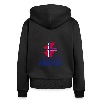 Norvège Norge - Sweat à capuche zippé Premium bio Femme - noir - Dos - Julia (174cm)