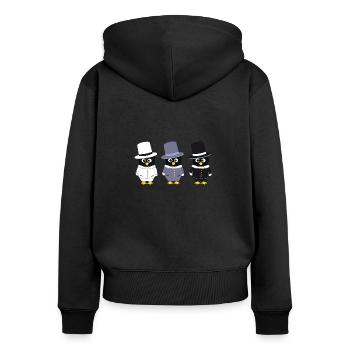 Pingouins SEO - Sweat à capuche zippé Premium bio Femme - noir - Dos - Julia (174cm)