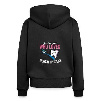 Zahnhygieniker Zahnarzt Zähne Mundhygiene - Frauen Premium Bio Zip Hoodie - Schwarz - Hinten - Julia (174cm)