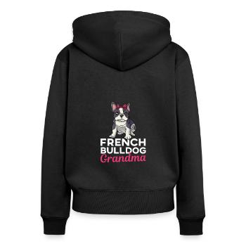 Französische Bulldogge French Bulldog Grandma - Frauen Premium Bio Zip Hoodie - Schwarz - Hinten - Julia (174cm)