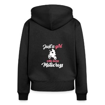 Just A Girl Motocross Motorrad Biker Motorsport - Frauen Premium Bio Zip Hoodie - Schwarz - Hinten - Julia (174cm)