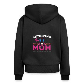 Fallschirmspringen Mama Skydiving Base Jumping - Frauen Premium Bio Zip Hoodie - Schwarz - Hinten - Julia (174cm)