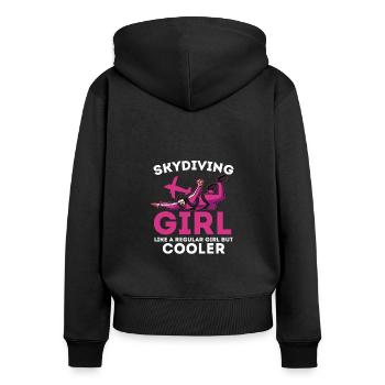 Fallschirmspringen Skydiving Girl Base Jumping - Frauen Premium Bio Zip Hoodie - Schwarz - Hinten - Julia (174cm)
