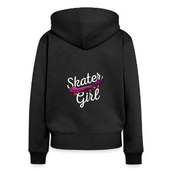 Skater Girl Skater Skateboard Longboard Halfpipe - Frauen Premium Bio Zip Hoodie - Schwarz - Hinten - Julia (174cm)