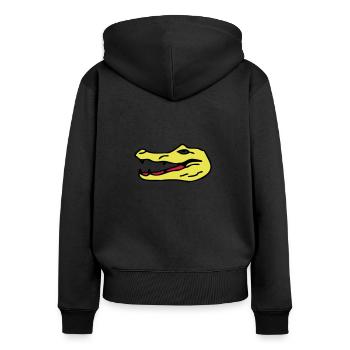 tete caiman crocodile - Sweat à capuche zippé Premium bio Femme - noir - Dos - Julia (174cm)