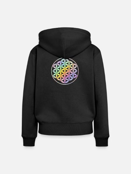 Blume des Lebens - Frauen Premium Bio Zip Hoodie - Schwarz