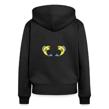 Poissons - Sweat à capuche zippé Premium bio Femme - noir - Dos - Julia (174cm)