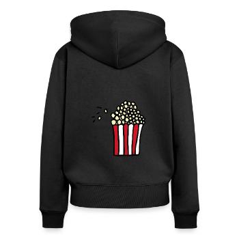 Popkorn süß lecker food lover Kino - Frauen Premium Bio Zip Hoodie - Schwarz - Hinten - Julia (174cm)