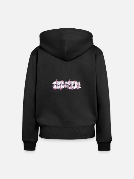 Dankbar - Frauen Premium Bio Zip Hoodie - Schwarz