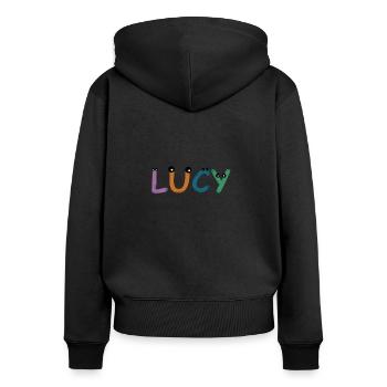 Lucy - Women's Premium Organic Zip Hoodie - black - Back - Julia (174cm)