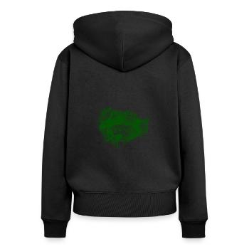 lèvres pleines avec des papillons - Sweat à capuche zippé Premium bio Femme - noir - Dos - Julia (174cm)