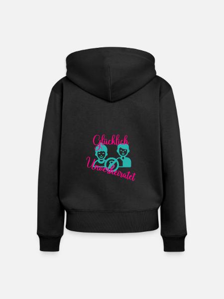 Unverheiratet & Glücklich - Frauen Premium Bio Zip Hoodie - Schwarz