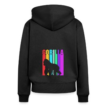 Gorilla - Frauen Premium Bio Zip Hoodie - Schwarz - Hinten - Julia (174cm)