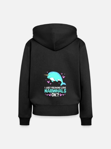 Narwal - Frauen Premium Bio Zip Hoodie - Schwarz
