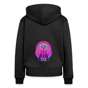 Papillon de nuit - Sweat à capuche zippé Premium bio Femme - noir - Dos - Julia (174cm)