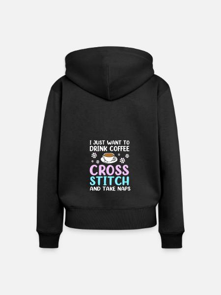 Kreuzstich - Frauen Premium Bio Zip Hoodie - Schwarz