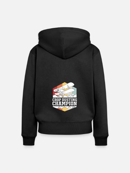 Crop Duster Flugzeug Pilot Geschenk - Frauen Premium Bio Zip Hoodie - Schwarz