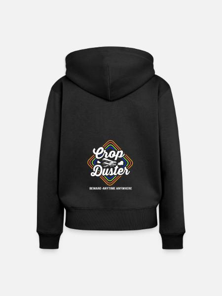 Crop Duster Flugzeug Pilot - Frauen Premium Bio Zip Hoodie - Schwarz
