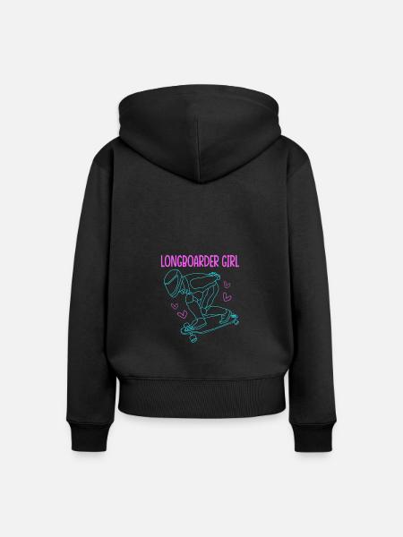Longboard Longboarder Longboarding - Frauen Premium Bio Zip Hoodie - Schwarz