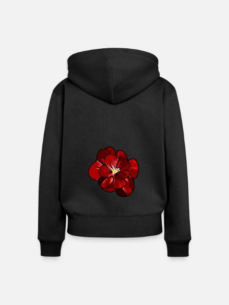 Schöne rote Blüte - Frauen Premium Bio Zip Hoodie - Schwarz