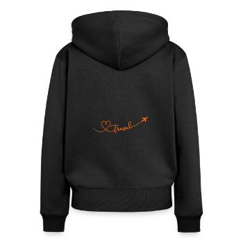 Amour de voyage avec avion - Sweat à capuche zippé Premium bio Femme - noir - Dos - Julia (174cm)