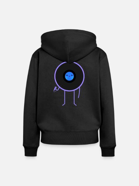Pop Vinyl Disk Musik - Frauen Premium Bio Zip Hoodie - Schwarz