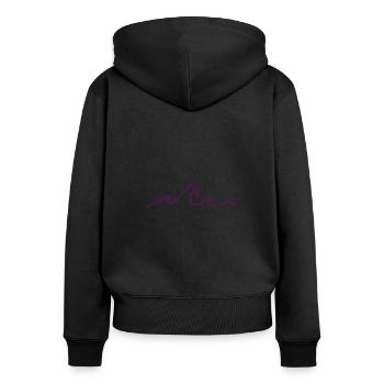 Wellen - Frauen Premium Bio Zip Hoodie - Schwarz - Hinten - Julia (174cm)