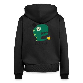 Tea Rex - Funny Dino - T-Rex - Frauen Premium Bio Zip Hoodie - Schwarz - Hinten - Julia (174cm)