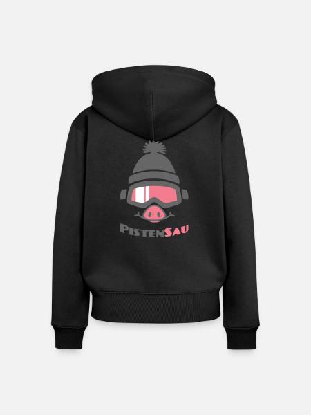 PistenSau (Rüssel-Edition) - Frauen Premium Bio Zip Hoodie - Schwarz