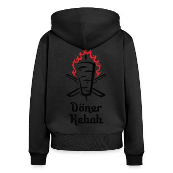 Döner Dürum Kebab Geschenk - Frauen Premium Bio Zip Hoodie - Schwarz - Hinten - Julia (174cm)